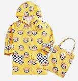 NEKOCAT キッズ 子供用レインコート男の子レインウエア サル柄 2-7歳適用 収納ポーチ付き イエローM