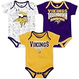 ミネソタ・バイキングスNFL「Playmaker "新生児3パックボディスーツクリーパーセット パープル