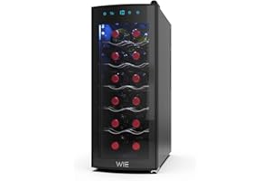 WIE ワインセラー 12本収納 省エネ エコ 振動抑制 恒温保湿 安定性能 【PSE安全認証+3層紫外線UVカット強化グラス】 コンパクトモデル 日本チップ ワインクーラー 缶ビール 日本酒保存 温度設定 家庭業務用