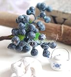 10 ピース装飾ブルーベリー果実ベリー造花シルク花果物用結婚式家の装飾人工植物-スカイブルー