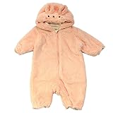 kids zoo（キッズズー）モケット刺繍入り動物オール 80 ピンク