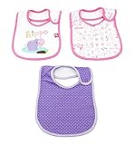 Liwely 3 Piece Baby Drool Bib Set, 100% Cotton, Pink Hippo/Animals/Polka Dot by Liwely