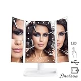 Lmeison 三面鏡 LED化粧鏡 スタンドミラー 24LED 2，3倍拡大鏡メイクミラー 折り畳み式 卓上スタンドミラー 角度自由調整 (ホワイト)