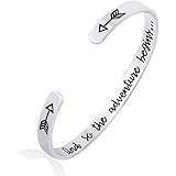 DODIY Mantra Bracelet Inspirational Bangle Gold/Silver Plated Bangle Jewelry for Teen/Girls/Women/Men Gift Keep Going Stainle