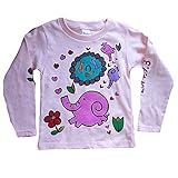 ファミリー象 ロングＴシャツ 名入れ 手描き (80, ピンク)
