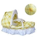 ベッドインベッド　添い寝ベッド おむつ換え　ベビーベッド　持ちやすい　揺りかご　枕と毛布が付き (イエロー)