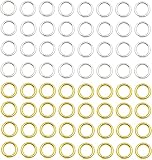 丸カン 約600個入り ジャンプリング マルカン リング 金具セット 基礎パーツ ジュエリー DIY用 手芸用品 クラフト用品 アクセサリーパーツ ハンドメイド 手作り (7mm, ゴールド+シルバー)