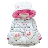 YY-Natuhi ベビー服 女の子 中綿ジャケット 綿服 かわいい キッズ 子供服 ダウンジャケット 中綿コート 秋冬 保温防寒 80~100cm 通園 アウター フード付き 赤ちゃん 新生児 ウサ
