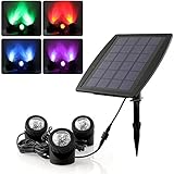 DECKEY ソーラー led ガーデンライト スポットライト アウトドア 太陽光パネル充電 庭園灯 水中灯 4色変換 夜間自動点灯 IP68防水 防犯 ガーデン 庭 道路 芝生 プール 車道などに適