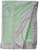 Bacati Bordered Plush Blanket, Solid Mint/Grey, 30 x 40 by Bacati