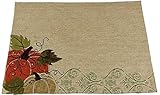 Xia Home Fashions Pumpkin Embroidered Polyester with Suede Accents Collection Fall Placemat, 13 by 1