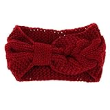 Domybest 子供ヘアバンド 秋冬 編み物 コットンのベルト かわいいボウタイを飾る 誕生日 百日記念 出産祝い 写真小道具 1-5歳に適して 良い弾力性 暖かく保つ 3色