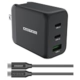 アドテック PD充電器 65W 3ポート 【USB-Cx2+USB-A】折り畳み iPhone 17 Air Pro Pixel10 Pro スマホ Switch パソコン PC QC ACアダプタ PPS 急速充電 高速充電【eMarker 100W Type-Cケーブル付属】【USB-Cx2+USB-A】【PD3.0/GaN (窒化ガリウム) 】ブラック APD-V065AC2-wC-BK