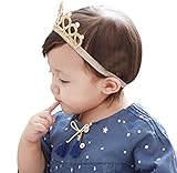 桜の顔 ティアラ風 ベビーヘアバンド 誕生日 お食い初め 星 ベビー用 クラウン 王冠 (ゴールド)