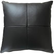 Amazon.co.jp: SHUNOVO クッション 本革 黒 40x40cm 正方形 高級レザー