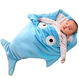 Fairyjp　赤ちゃんあったか寝袋　おくるみ　秋冬用新生児　ベビーふわふわ　サメ柄ふとんフリース　出産祝結婚祝プレゼント