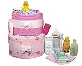 Sunshine Gift Baskets - Little Ducky Pink Diaper Cake Gift Set by Sunshine Gift Baskets
