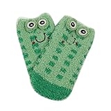 Liebeye 赤ちゃんソックス　かわいい　幼児　厚手　冬　暖かい　ソフト　快適　サンゴベルベット　睡眠靴下　1-4歳 カエル