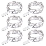 AMIR イルミネーションライト ストリングスライト 電池式 防水 2.2m 20LED フェアリーライト 室内 室外 飾りライト パーティー クリスマス 結婚式 誕生日 電飾 6個同梱 ホワイト