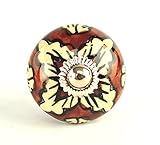 Ornate brown floral Ceramic knobs for cabinets & cupboards - hand painted pulls