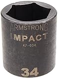 Armstrong 47-034 1/2-Inch Drive 6 Point Impact Socket, 34 mm by Apex Tool Group