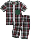 [Vaenait Baby]キッズ12ヶ月-7歳女の子綿100％夏ルームウェアパジャマ寝間着上下セットCooling Check Set Blue green M