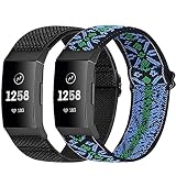 コンパチブル Fitbit Charge 4 / Fitbit Charge 3 / Charge 3 SE ナイロン弾性スポーツバンド交換用ストレッチバンド ストラップ