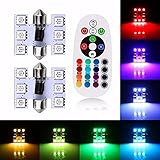 etbotu 39 mm 6 SMDカラフルな5050 RGB LED Festoon電球ランプ自動車内部ライトとリモートコントロール