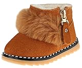 C-Princess ベビーブーツ 可愛い スノーブーツ 赤ちゃん ファーストシューズ キッズ 女の子 男の子 子供靴 ふわふわ あったか 防寒対策 ブラウン 12.5cm