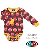 【ペア・フクロウ】【北欧スウェーデンのベビー服】マクソモーラ【Maxomorra】Red Owl 長袖ロンパース (74/80)