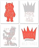 Where The Wild Things Are, Queen Of All Wild Things, Set of Four 8x10 Nursery Prints - Perfect for Y