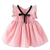 Ruideng 赤ちゃんの女の子のドレスコットンフライスリーブドレスプリンセスドレス小さな子供服スカート (73cm, ピンク)