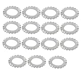 uxcell ロックワッシャー 20mm内径 炭素鋼 亜鉛メッキ 外部鋸歯状 15個入り