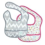 Bumkins Waterproof Starter Bib 2 Pack, Girl (G48-Gray Chevron/Confetti) (4-9 Months) by Bumkins