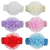 JPSOR ベビー ヘアバンド 新生児 髪飾り カチューシャ 可愛い レース 花 6色セット