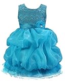 (コ-ランド) Co-land 女の子 キッズドレス 長袖 ワンピース ノースリーブ 子供 チュール リボン 花飾り ガールズ フォーマル フラワーガール 演奏会 結婚式 ブルー 120