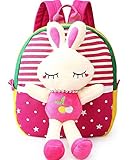 CAINS リュック 可愛い くまさん ウサギさん リュック 子ども キッズ リュックサック 迷子通学 通園 遠足 男女兼用 バッグ (ローズピンクウサギ)