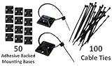 3/4" Adhesive Backed Mounting Bases with 6" Cable Ties - Black [並行輸入品]