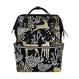 ママバッグ　マザーズバッグ　リュックサック　ハンドバッグ　旅行用 菊 しか柄プリント 華麗 ファション