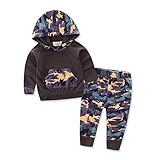 新生児キッズベイビーボーイズハンサムカモフラージュポケットパーカーパーカー+ロングパンツ衣装サイズ (80, カモフラージュ)