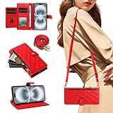 Mldjomid 向けのモトローラ Moto G66j 5G/G66y 5G/G56 5G ケース 手帳型 適用moto g66j5g スマホケース 財布型 適用モトg66y5g 手帳型ケース 適用モトg565g 携帯カバー 小銭入れ カード収納 ジップ付き 財布一体型 手首/肩掛けストラップ付 おしゃれ ファスナー型 スタンド機能 上質な素材 ひし形柄 斜め掛け 人気 (レッド)