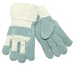 MCR Safety 1400S Select Shoulder Cow Split Leather Gunn Gloves with Safety Cuff, Natural Pearl, Smal