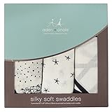 エイデンアンドアネイ ADEN+ANAIS おくるみ バンブー 3枚セット シルキーソフト モスリン スワドル (MIDNIGHT) [並行輸入品]