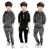 男の子 春秋冬スウェット パンツ セットアップ 2点上下セット トレーナー プルオーバー フード付きパーカー 長袖 キッズ ジュニア 子供服 トレーニングウェア スポーツウェア (120, コーヒー（