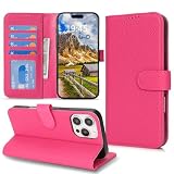 DEYHU 対応 iPhone 16 Pro Max ケース 手帳型 カード収納 スタンド機能 アイフォン16プロマックス ケース 本革 大容量 耐衝撃 iPhone16ProMax ケース 手帳型 iPhone 16 Pro Max レザー カバー ローズレッド