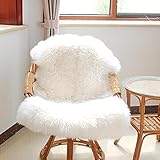 スーパーソフト超快適なフェイクシープスキン洗濯可能カーペットWarm Hairy Seat PadふわふわラグFauxファーマット床用椅子ソファクッション ホワイト