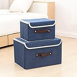 大きい& Small多機能折りたたみ式ポリエステルリネンキャンバスストレージコンテナ、便利なキューブバスケットストレージビン蓋衣類の、靴下、下着、おもちゃ、本、アート、クラフトSupplies ect