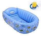 LAZA ベビーバス ふかふか 泳べるお風呂 ブルー ピンク BB型ポンプ付け 対象年齢:新生児~4歳まで (ブルー)