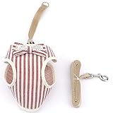 [LaLUCA GOODS] 犬 ハーネス 小型犬 猫 リードセット 犬用ハーネス ウェアハーネス 胴輪 犬猫兼用 かわいい お散歩 ストライプ柄×レッド XS