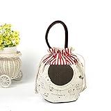 猫柄　トートバッグ　ポータブル　ゴムひも　キャンバス　ハンドバッグ (19*14.5ＣＭ, クリーム色)